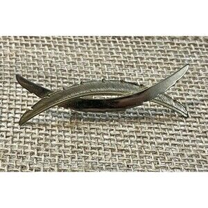 Vintage Art Deco Gold Tone Criss Cross Hair Clip Grecian Nouveau Feather